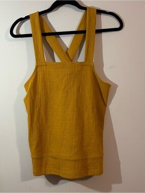 Madewell Apron Cross-Back W/ buttons Tank Top Women’s small mustard yellow‎